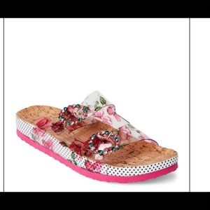 COPY - BETSEY JOHNSON MISTY FLOWER BUCKLE SLIDE SANDALS